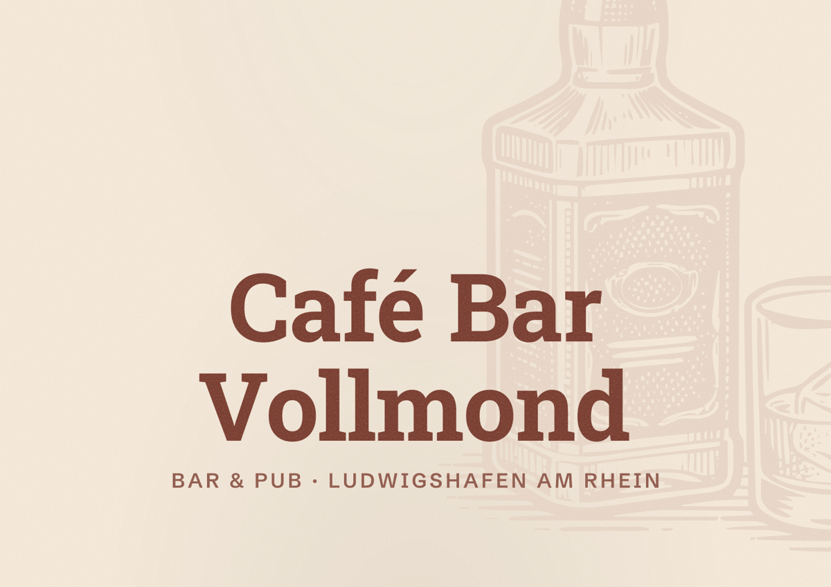 Illustriertes Poster von Café Bar Vollmond, Bar & Pub in Ludwigshafen am Rhein