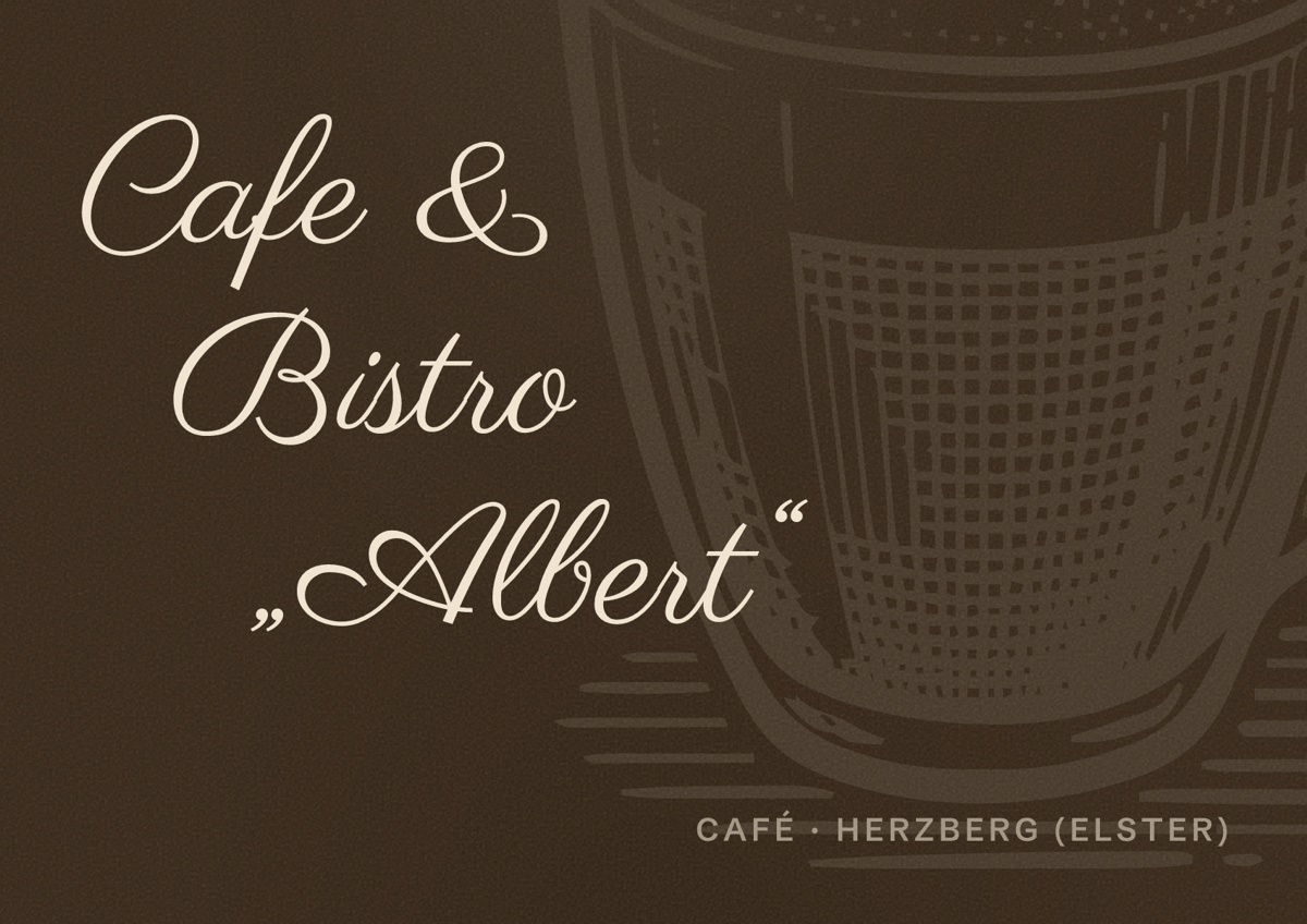 Illustriertes Poster von Cafe & Bistro „Albert“, Café in Herzberg (Elster)