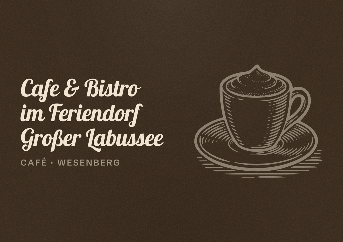 Illustriertes Poster von Cafe & Bistro im Feriendorf Großer Labussee, Café in Wesenberg