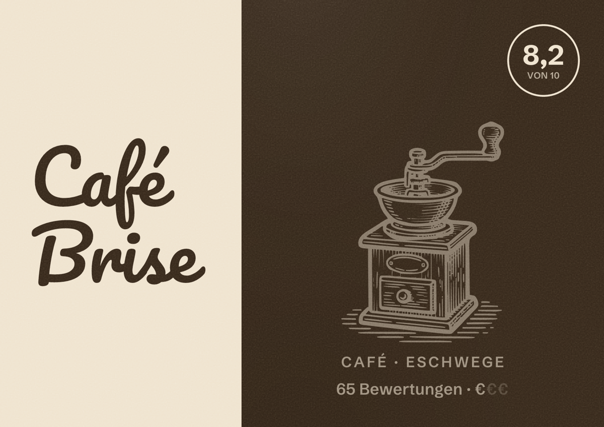 Illustriertes Poster von Café Brise, Café in Eschwege: Bewertung 8,2 von 10 aus 65 Bewertungen, Preisniveau €