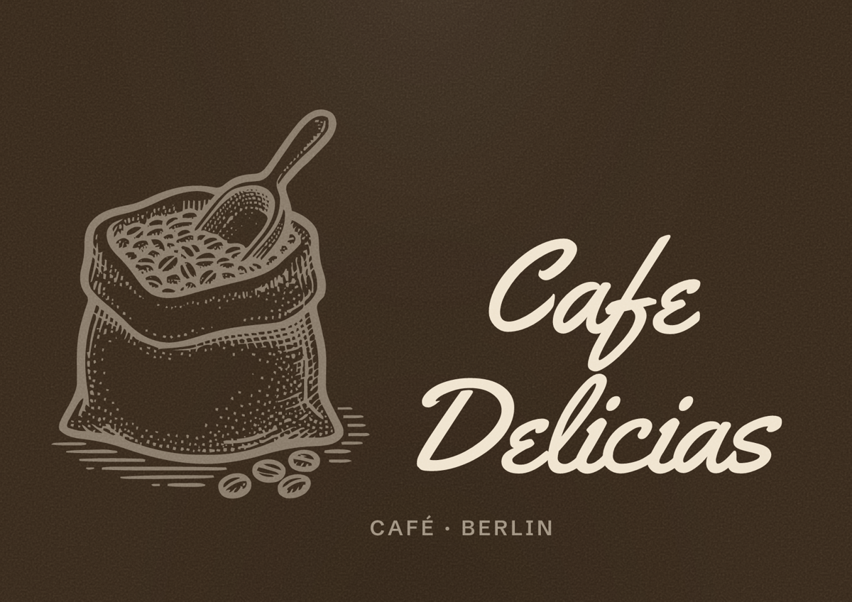 Illustriertes Poster von Cafe Delicias, Café in Berlin