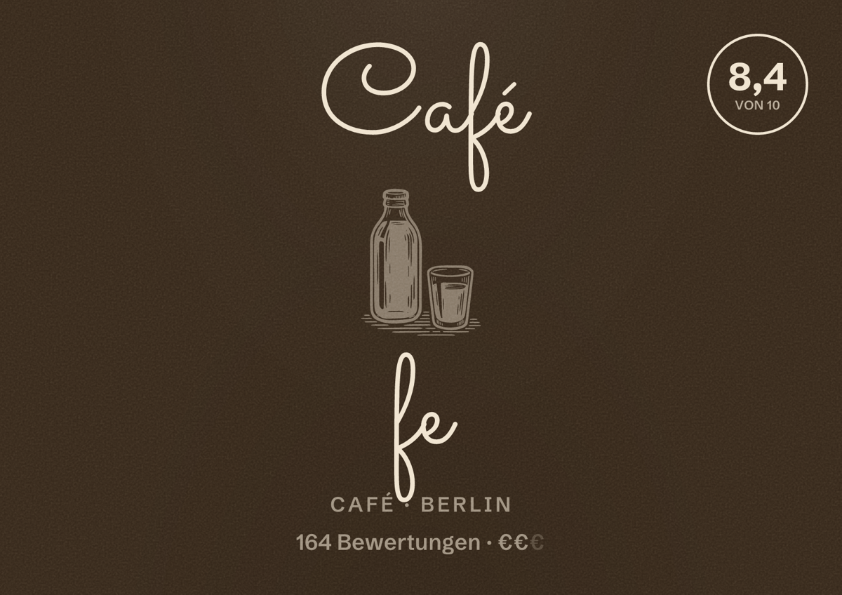 Illustriertes Poster von Café fe, Café in Berlin: Bewertung 8,4 von 10 aus 164 Bewertungen, Preisniveau €€