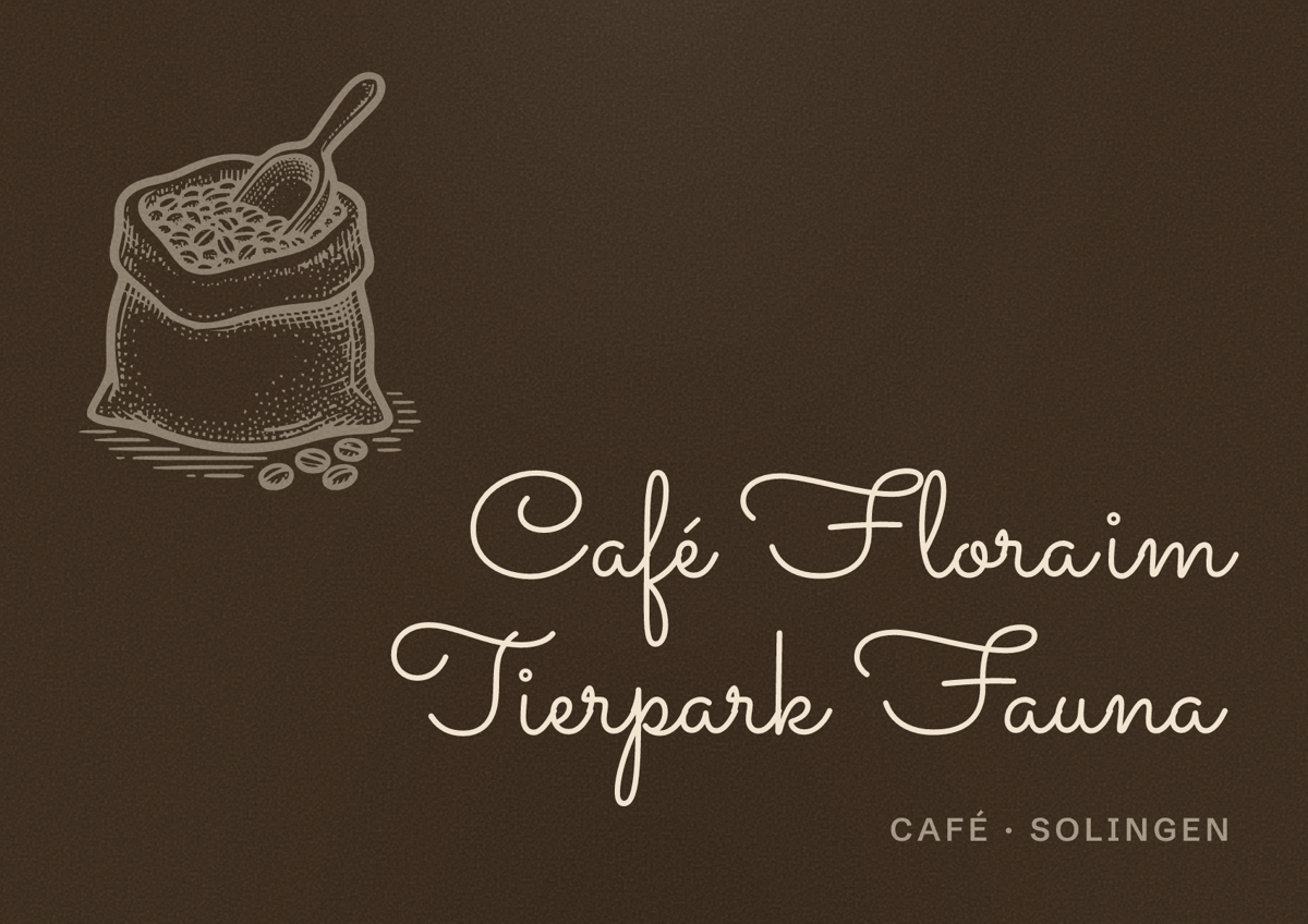 Illustriertes Poster von Café Flora im Tierpark Fauna, Café in Solingen
