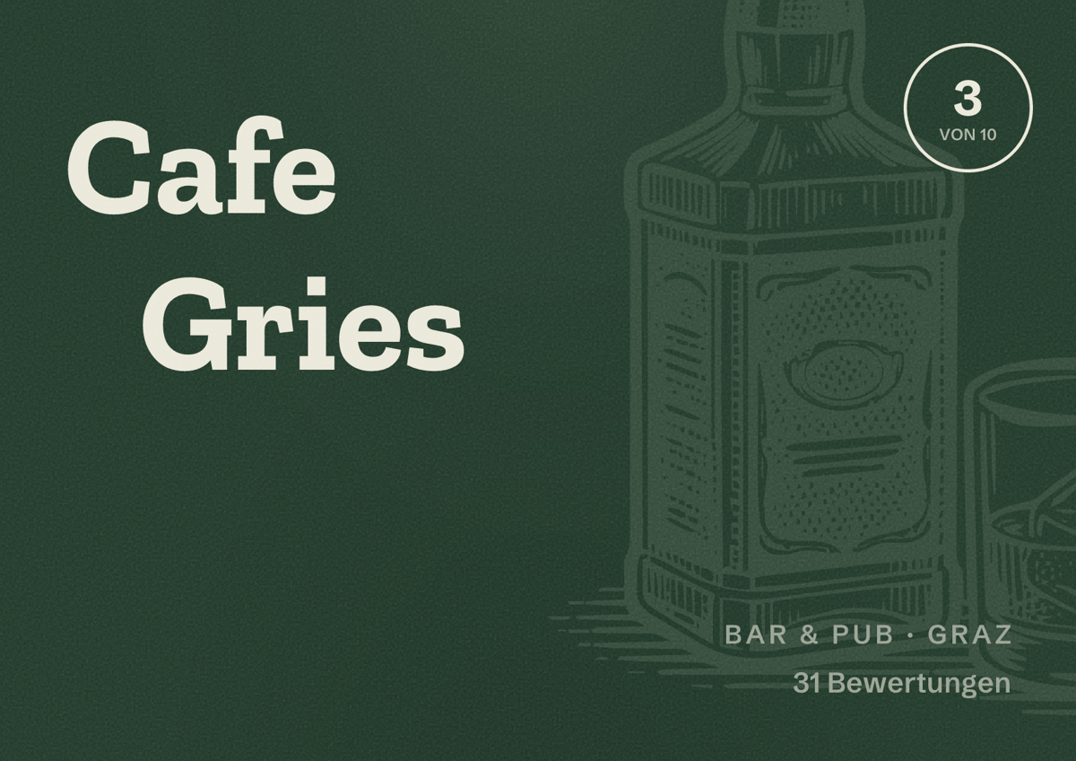 Illustriertes Poster von Cafe Gries, Bar & Pub in Graz: Bewertung 3 von 10 aus 31 Bewertungen