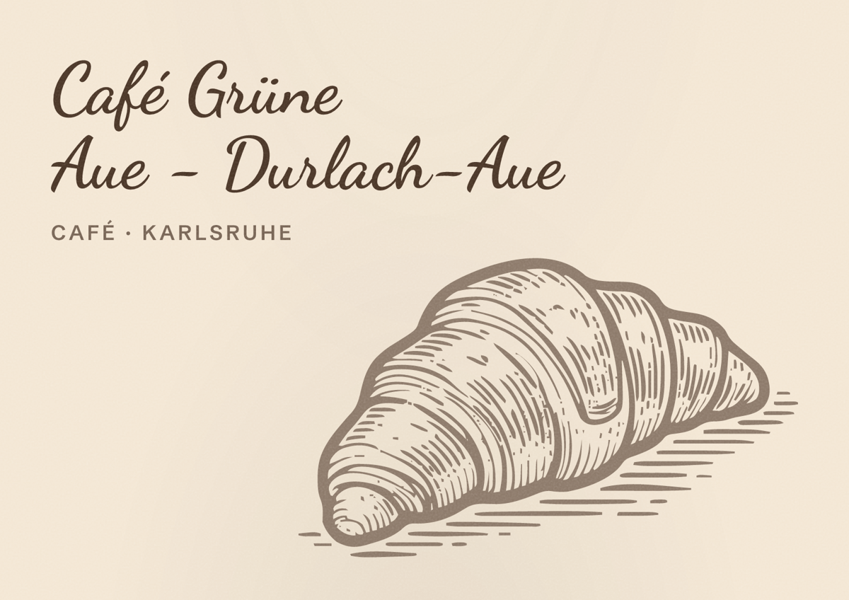 Illustriertes Poster von Café Grüne Aue - Durlach-Aue, Café in Karlsruhe