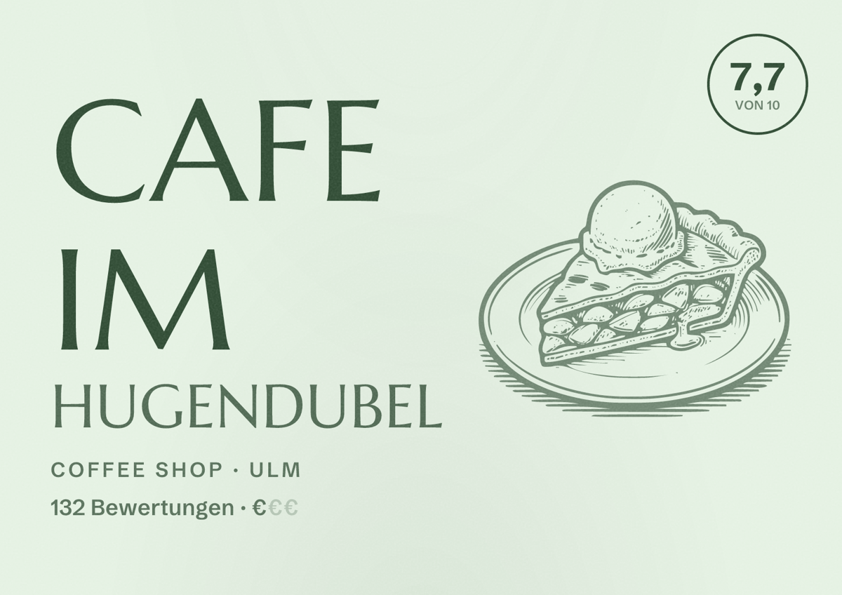 Illustriertes Poster von Cafe im Hugendubel, Coffee Shop in Ulm: Bewertung 7,7 von 10 aus 132 Bewertungen, Preisniveau €