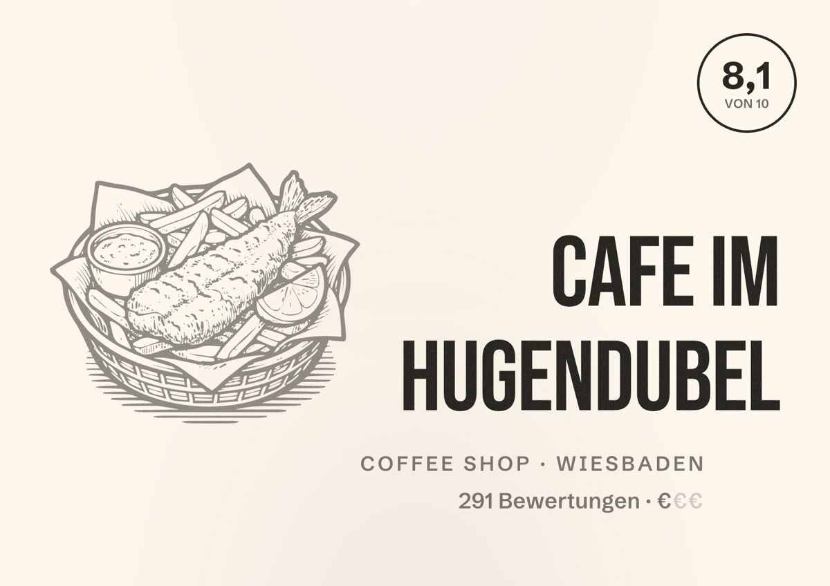 Illustriertes Poster von Cafe im Hugendubel, Coffee Shop in Wiesbaden: Bewertung 8,1 von 10 aus 291 Bewertungen, Preisniveau €