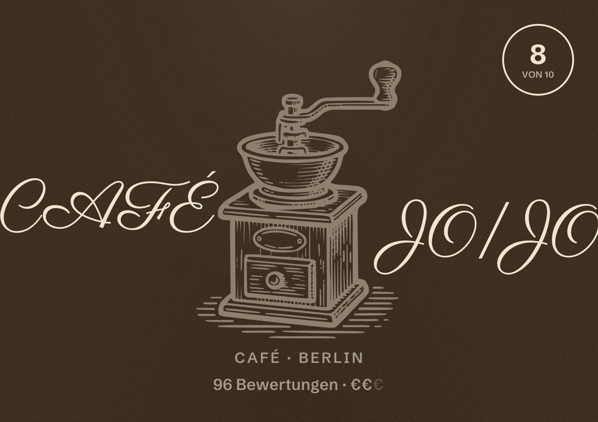Illustriertes Poster von CAFÉ JO|JO, Café in Berlin: Bewertung 8,0 von 10 aus 96 Bewertungen, Preisniveau €€