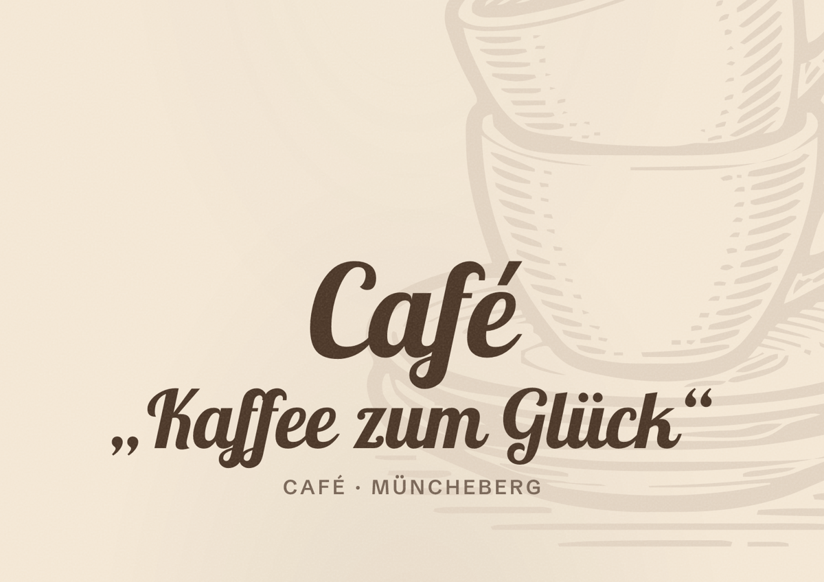Illustriertes Poster von Café „Kaffee zum Glück“, Café in Müncheberg