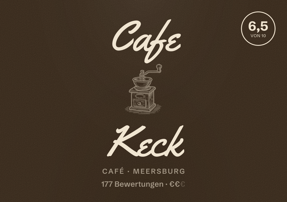 Illustriertes Poster von Cafe Keck, Café in Meersburg: Bewertung 6,5 von 10 aus 177 Bewertungen, Preisniveau €€
