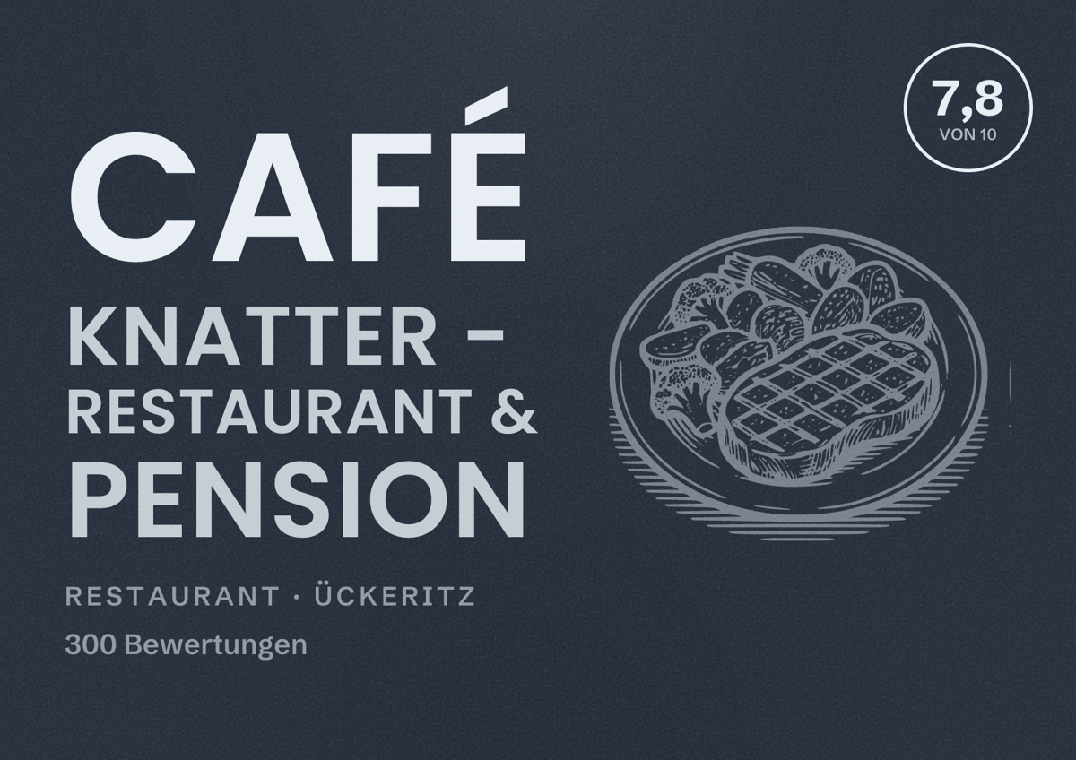 Illustriertes Poster von Café Knatter - Restaurant & Pension, Restaurant in Ückeritz: Bewertung 7,8 von 10 aus 300 Bewertungen