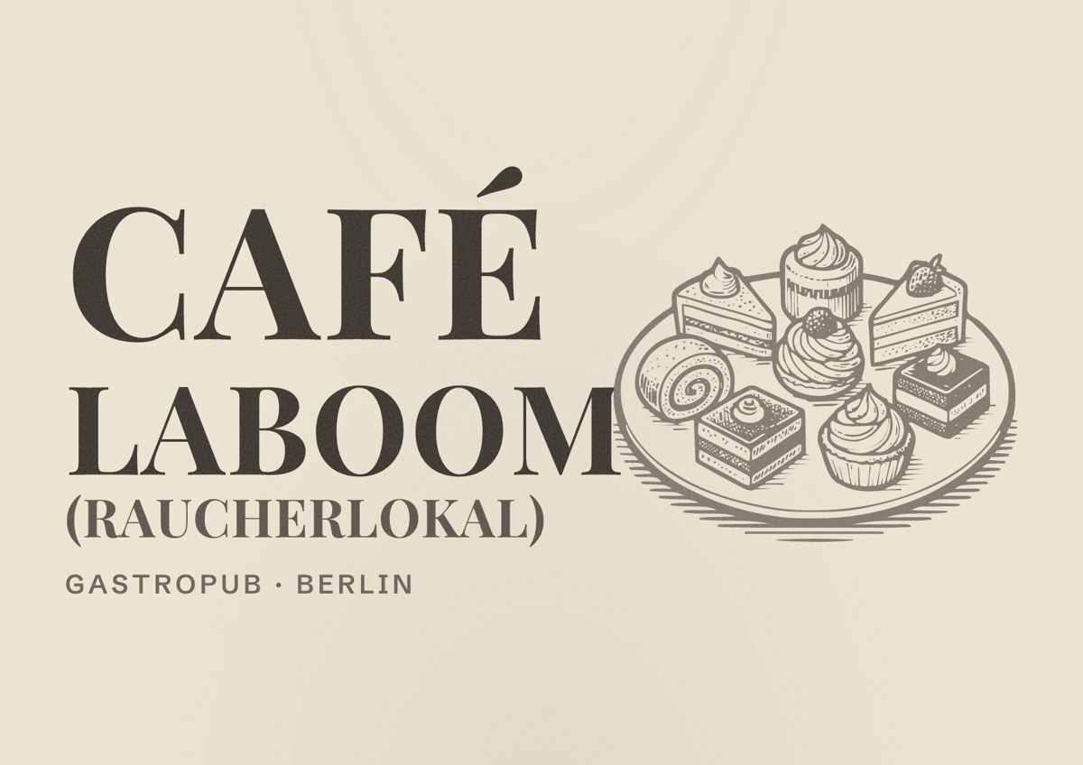 Illustriertes Poster von Café Laboom (Raucherlokal), Gastropub in Berlin