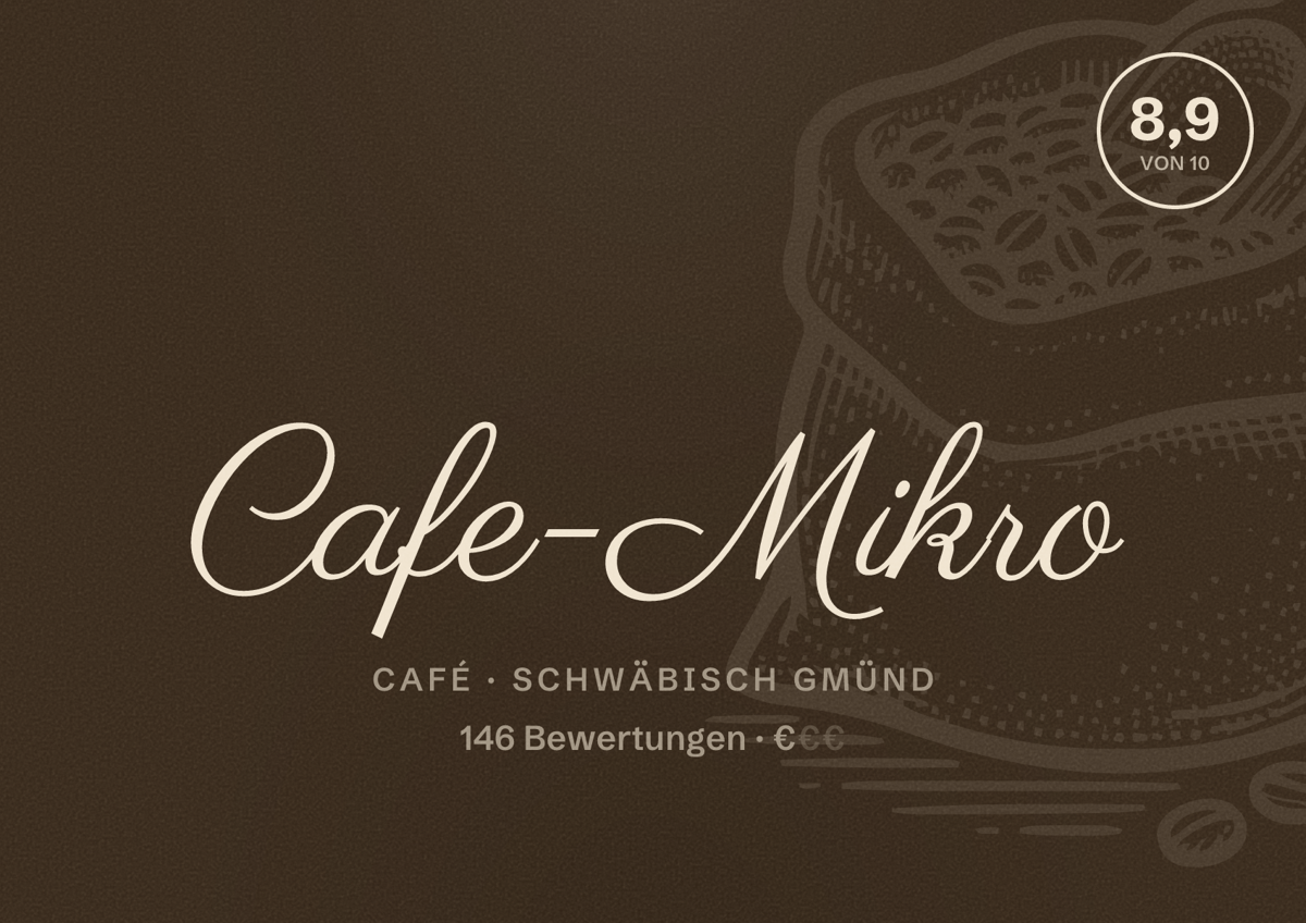 Illustriertes Poster von Cafe-Mikro, Café in Schwäbisch Gmünd: Bewertung 8,9 von 10 aus 146 Bewertungen, Preisniveau €