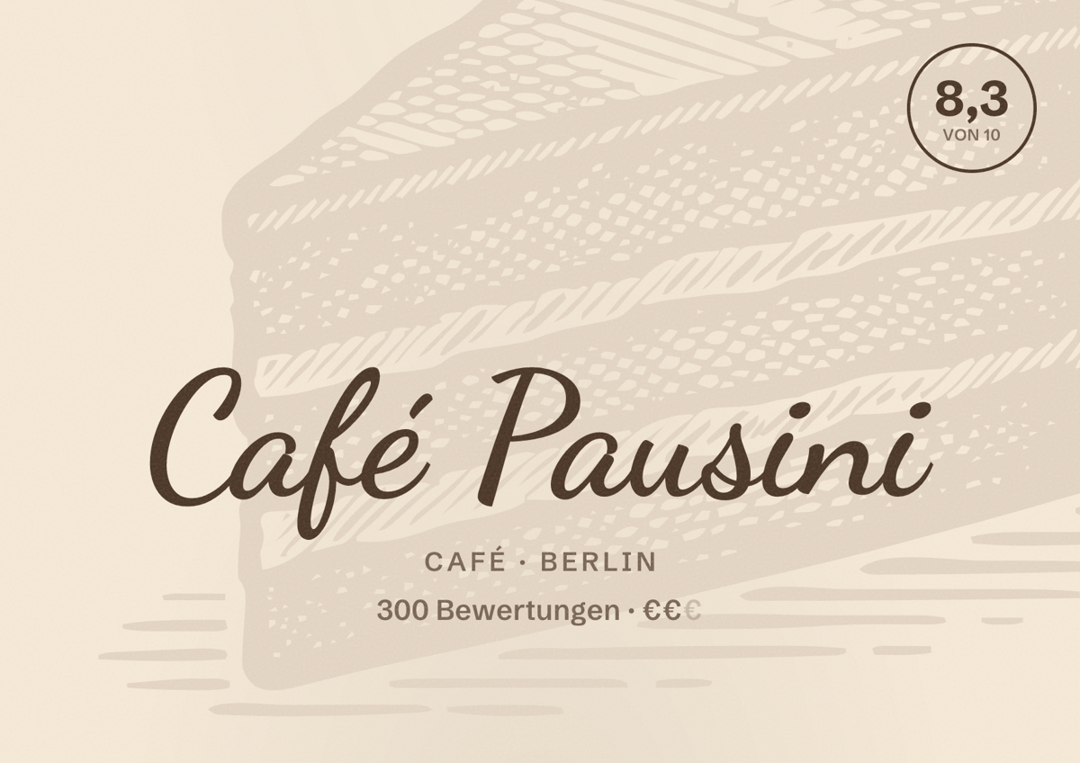 Illustriertes Poster von Café Pausini, Café in Berlin: Bewertung 8,3 von 10 aus 300 Bewertungen, Preisniveau €€