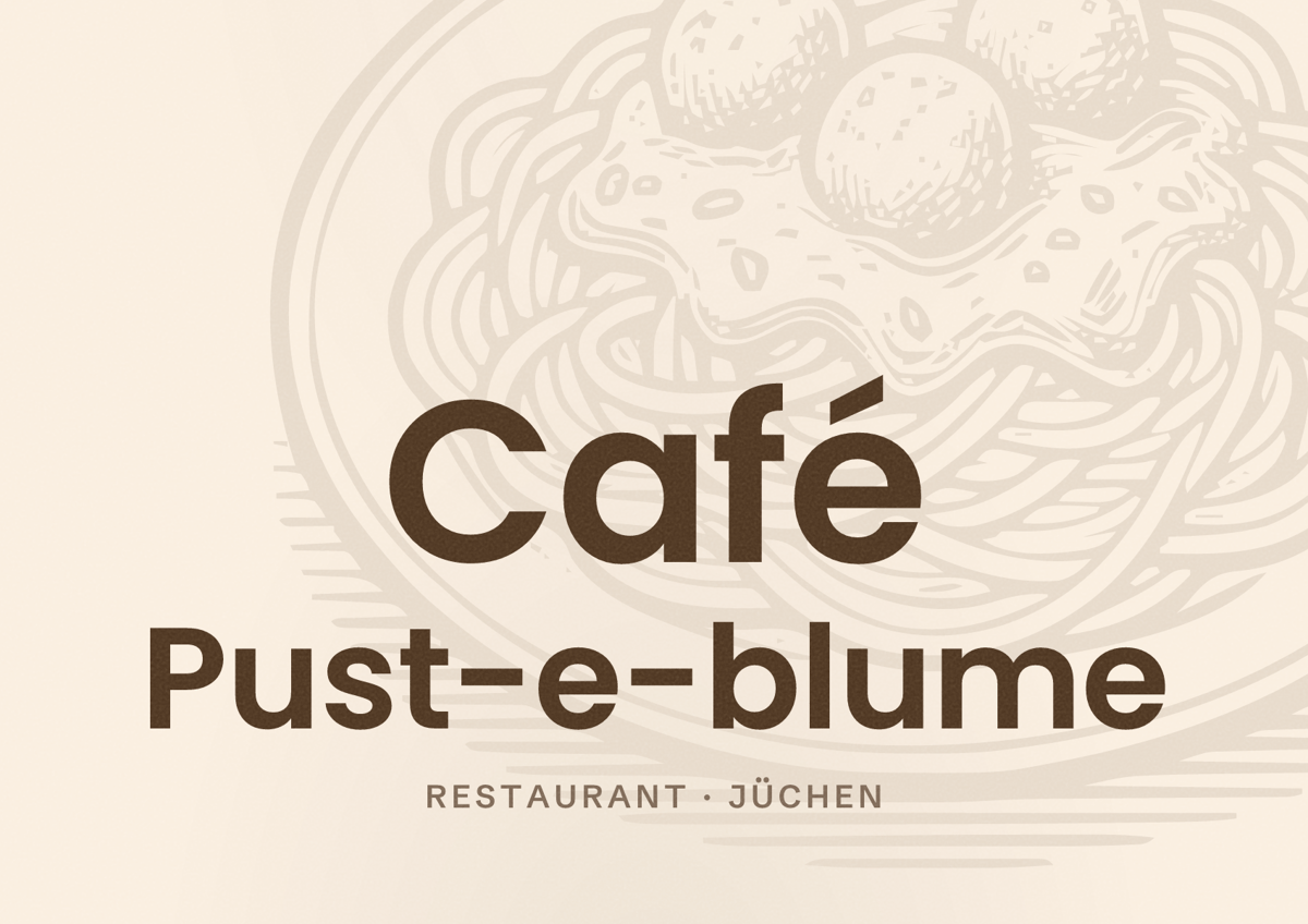 Illustriertes Poster von Café Pust-e-blume, Restaurant in Jüchen
