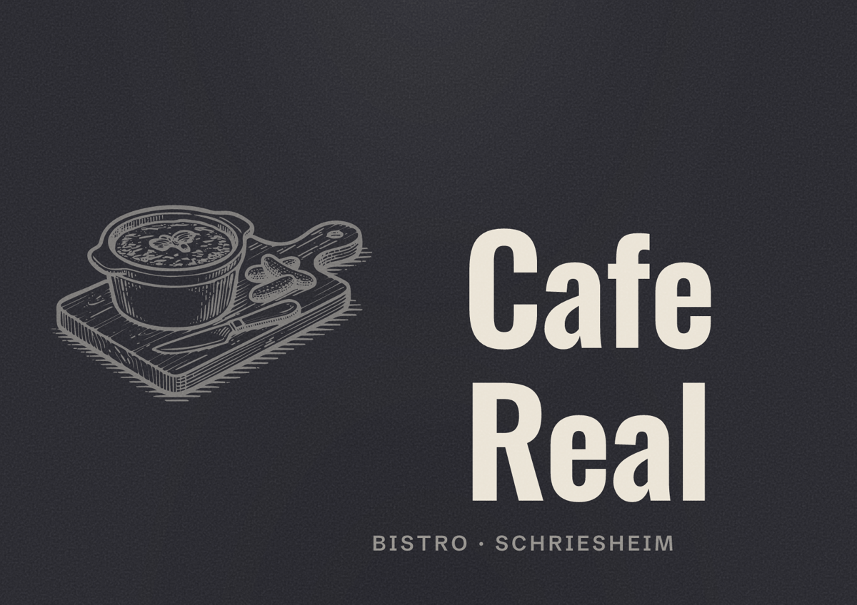 Illustriertes Poster von Cafe Real, Bistro in Schriesheim