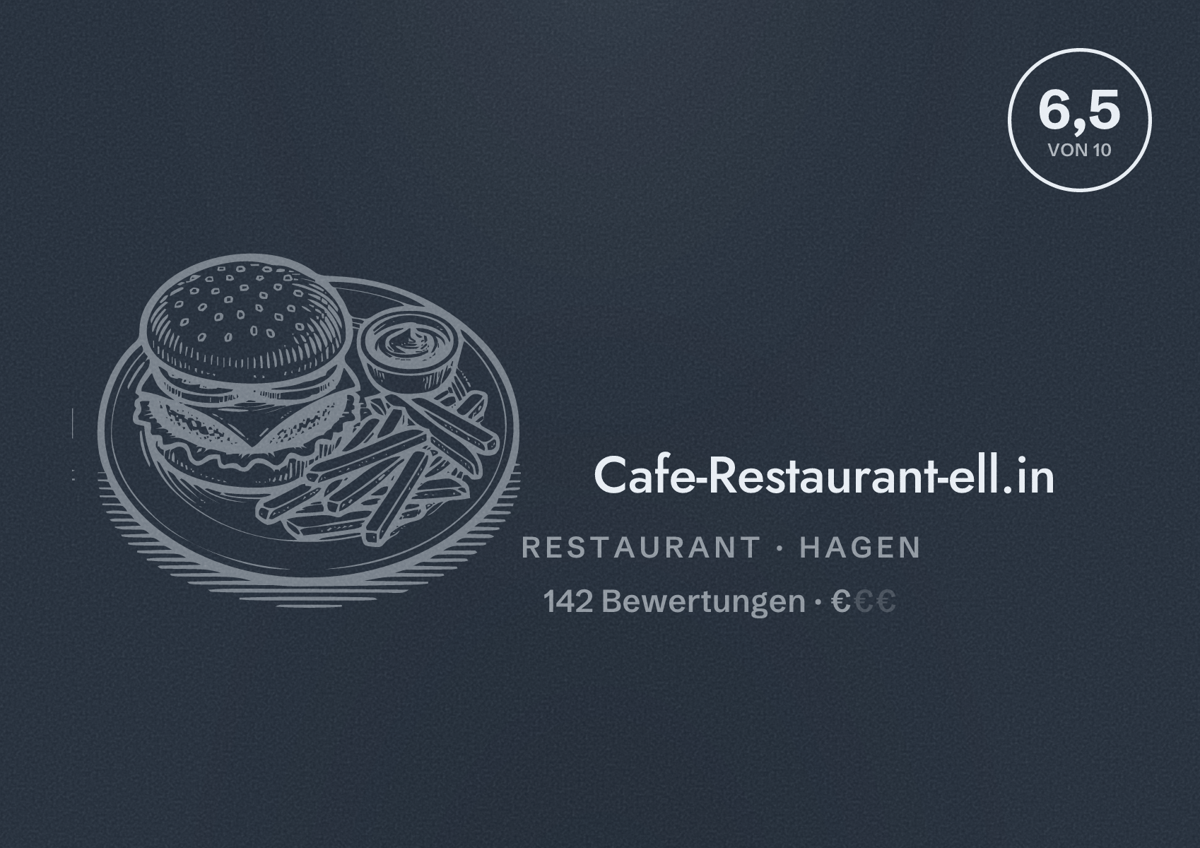 Illustriertes Poster von Cafe-Restaurant-ell.in, Restaurant in Hagen: Bewertung 6,5 von 10 aus 142 Bewertungen, Preisniveau €