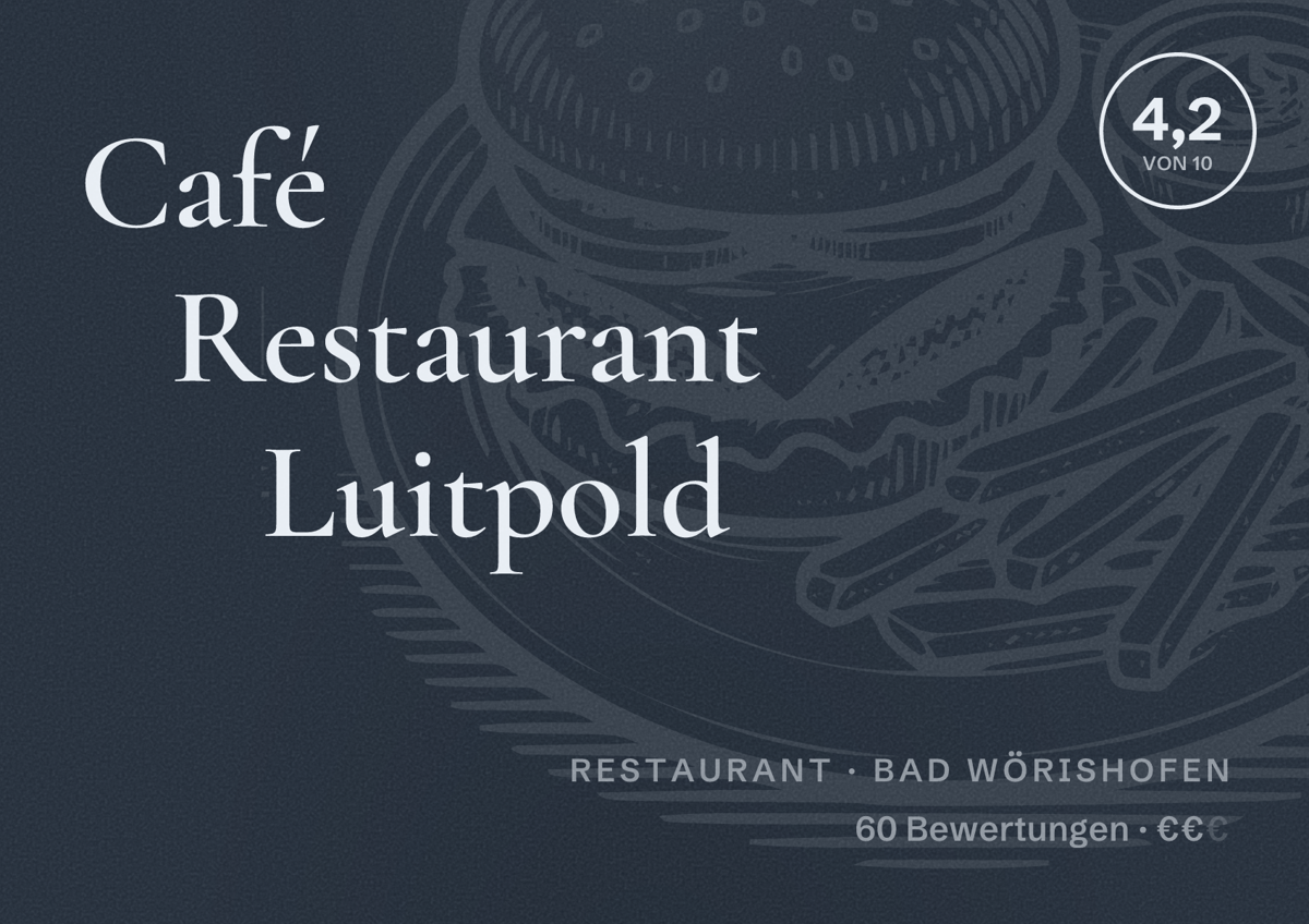 Illustriertes Poster von Café Restaurant Luitpold, Restaurant in Bad Wörishofen: Bewertung 4,2 von 10 aus 60 Bewertungen, Preisniveau €€