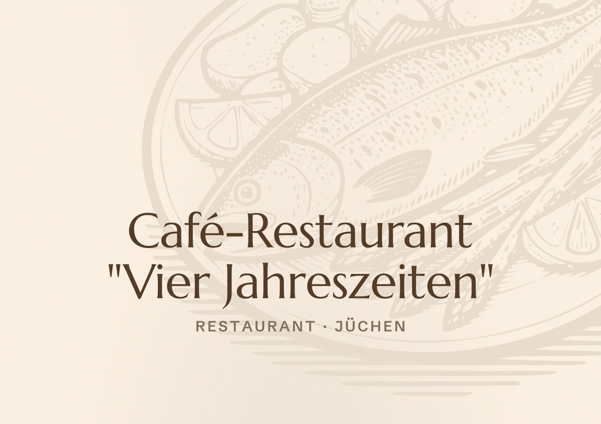 Illustriertes Poster von Café-Restaurant "Vier Jahreszeiten", Restaurant in Jüchen