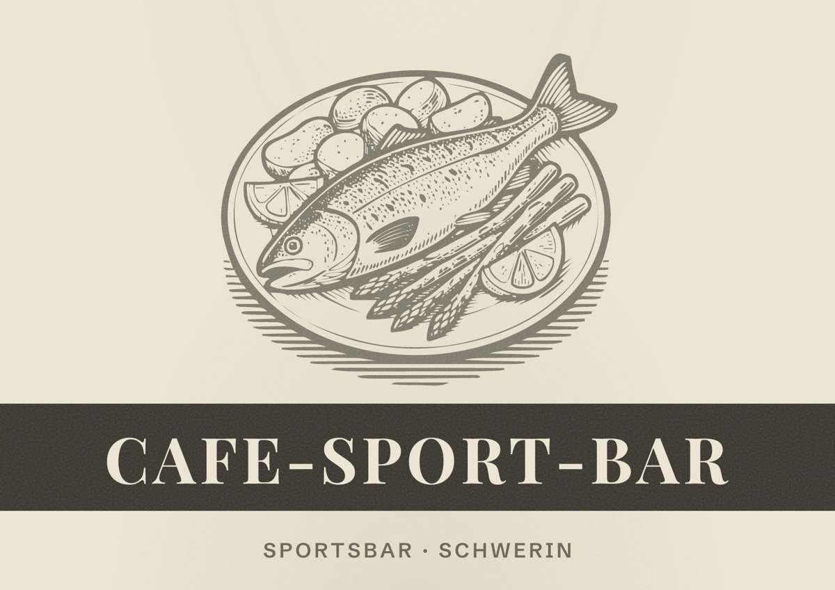 Illustriertes Poster von Cafe-Sport-Bar, Sportsbar in Schwerin