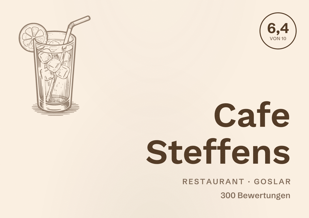Illustriertes Poster von Cafe Steffens, Restaurant in Goslar: Bewertung 6,4 von 10 aus 300 Bewertungen