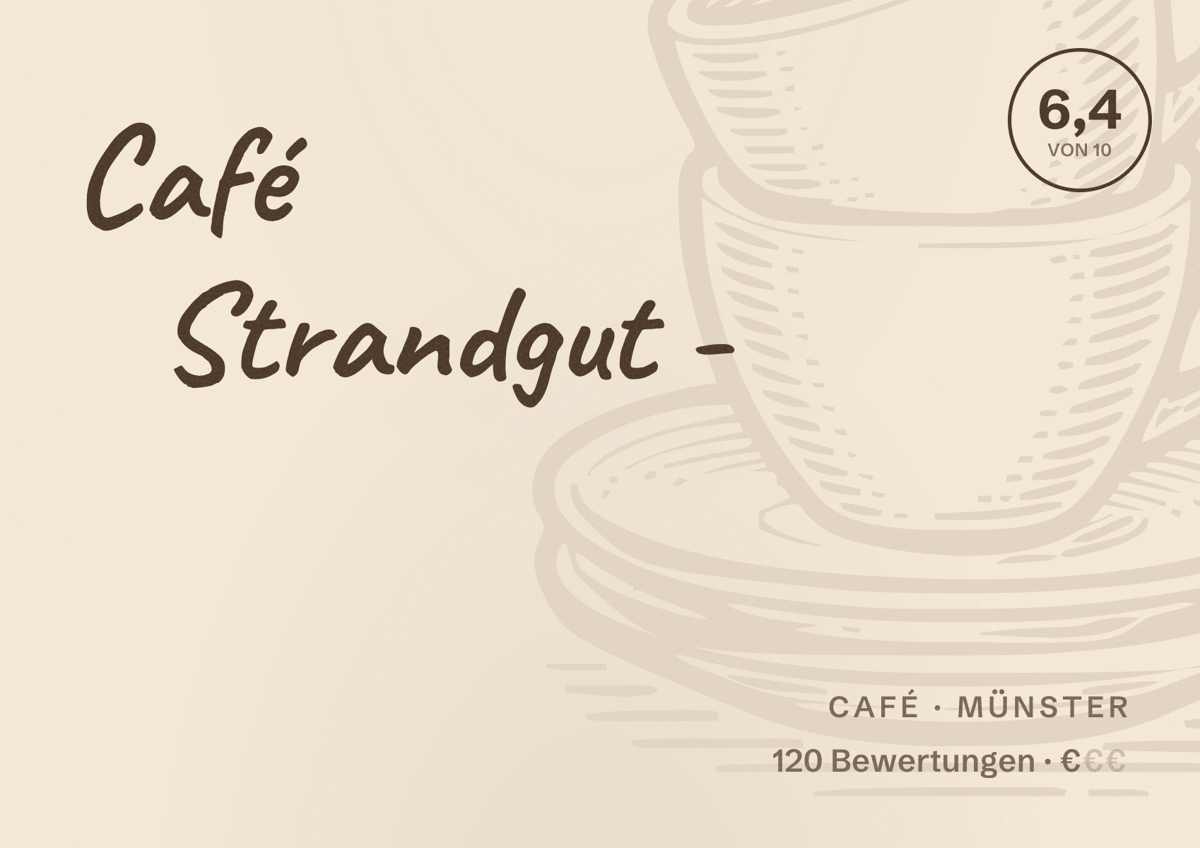 Illustriertes Poster von Café Strandgut -, Café in Münster: Bewertung 6,4 von 10 aus 120 Bewertungen, Preisniveau €