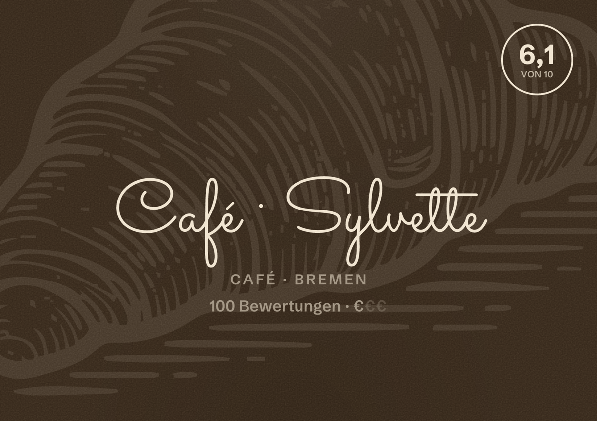 Illustriertes Poster von Café Sylvette, Café in Bremen: Bewertung 6,1 von 10 aus 100 Bewertungen, Preisniveau €