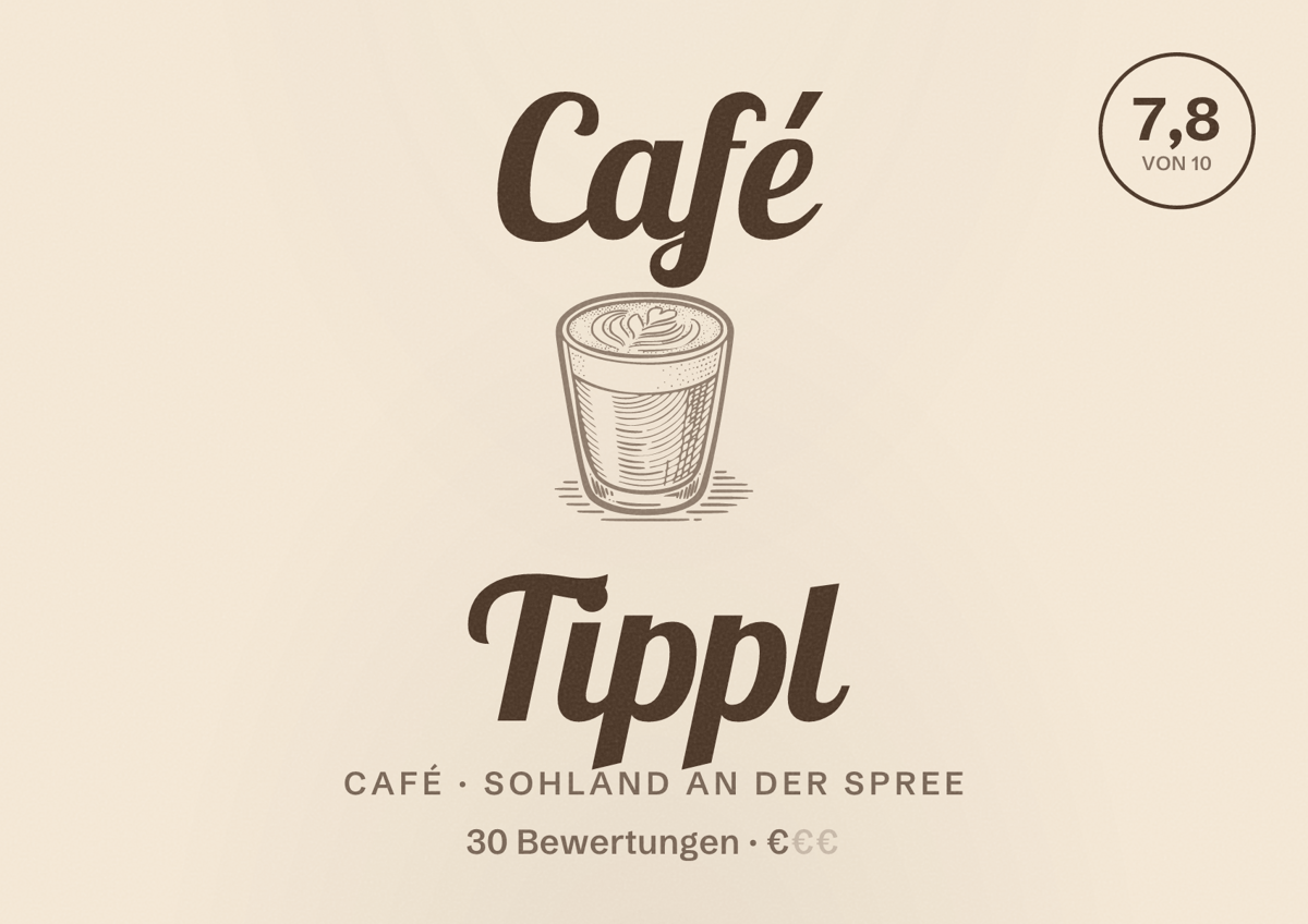 Illustriertes Poster von Café Tippl, Café in Sohland an der Spree: Bewertung 7,8 von 10 aus 30 Bewertungen, Preisniveau €