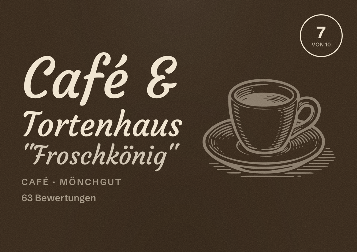 Illustriertes Poster von Café & Tortenhaus "Froschkönig", Café in Mönchgut: Bewertung 7 von 10 aus 63 Bewertungen