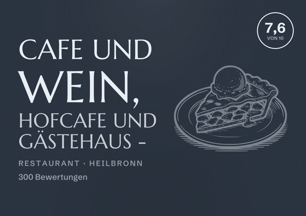 Illustriertes Poster von Cafe und Wein, Hofcafe und Gästehaus -, Restaurant in Heilbronn: Bewertung 7,6 von 10 aus 300 Bewertungen