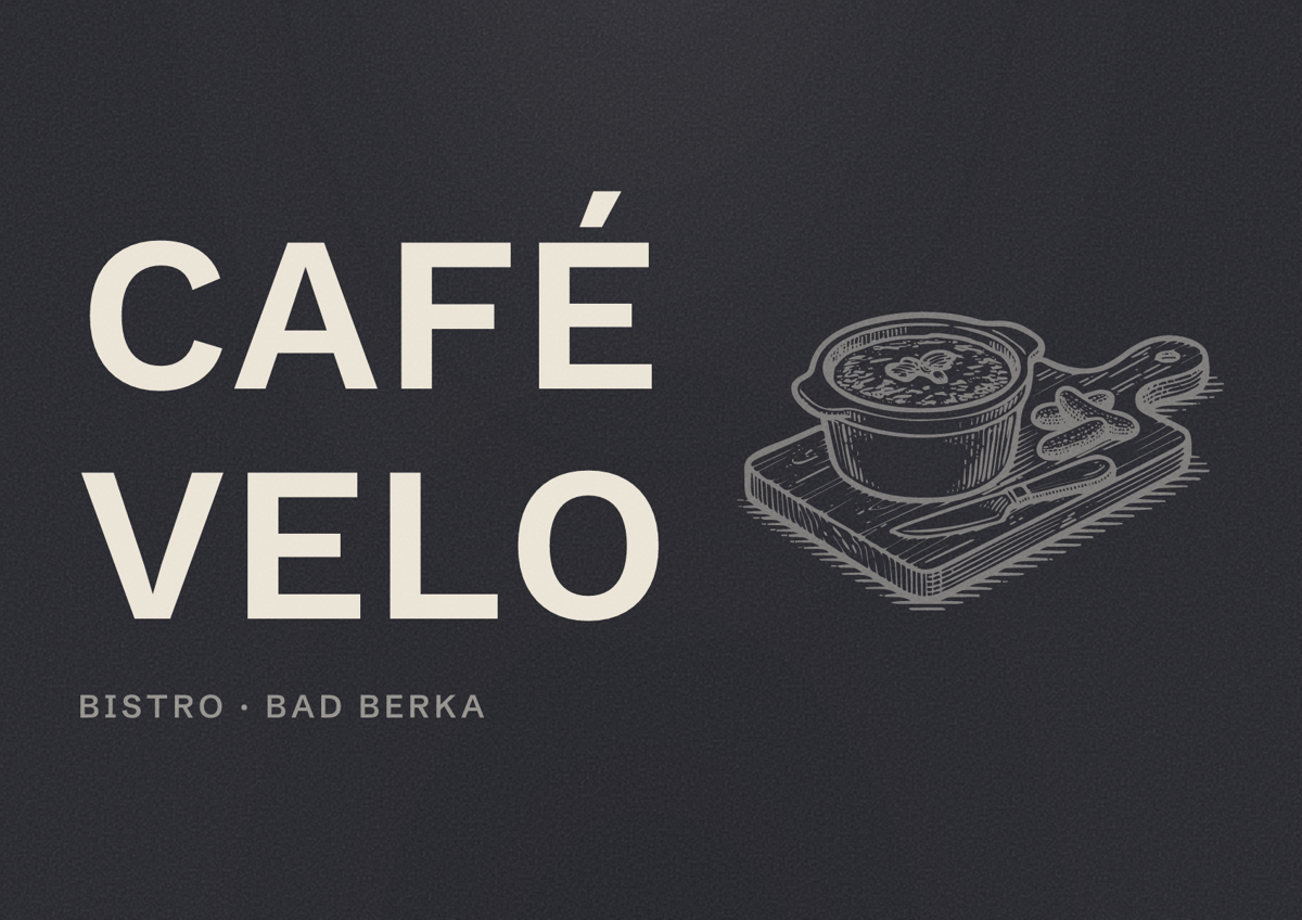 Illustriertes Poster von Café Velo, Bistro in Bad Berka