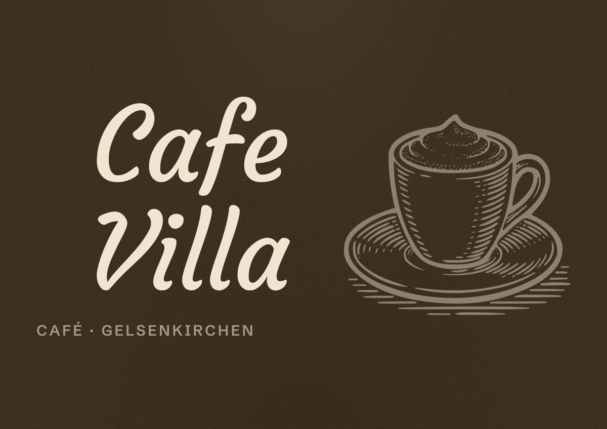 Illustriertes Poster von Cafe Villa, Café in Gelsenkirchen