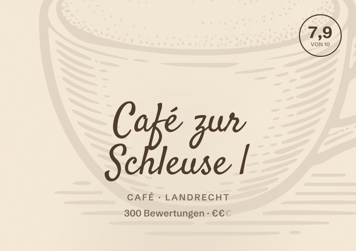Illustriertes Poster von Café zur Schleuse |, Café in Landrecht: Bewertung 7,9 von 10 aus 300 Bewertungen, Preisniveau €€