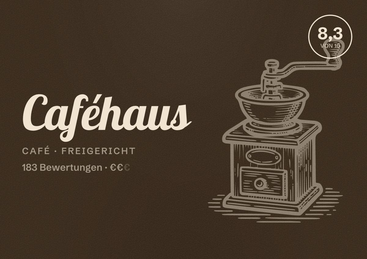 Illustriertes Poster von Caféhaus, Café in Freigericht: Bewertung 8,3 von 10 aus 183 Bewertungen, Preisniveau €€
