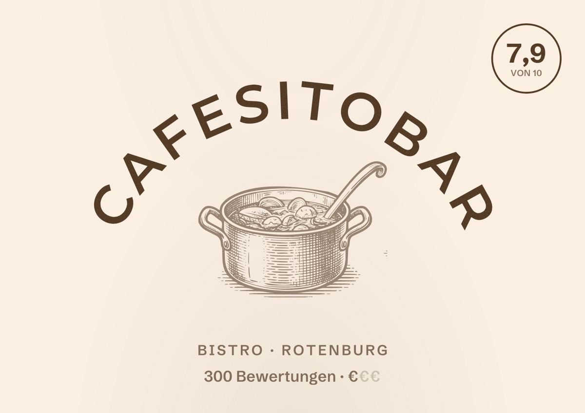 Illustriertes Poster von CAFESITObar, Bistro in Rotenburg: Bewertung 7,9 von 10 aus 300 Bewertungen, Preisniveau €