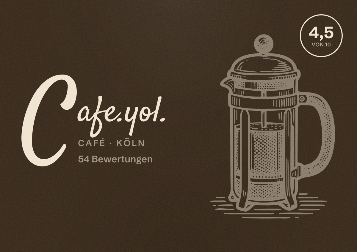 Illustriertes Poster von Cafe.yol., Café in Köln: Bewertung 4,5 von 10 aus 54 Bewertungen