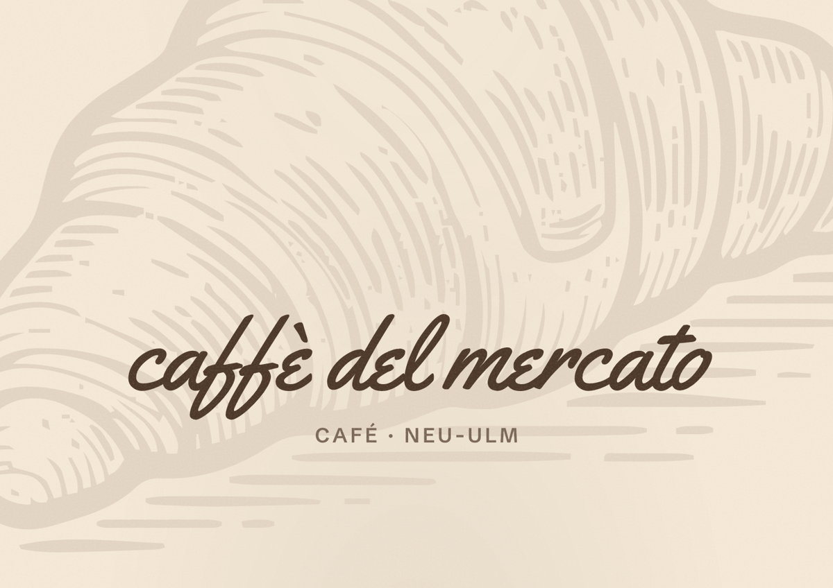 Illustriertes Poster von caffè del mercato, Café in Neu-Ulm