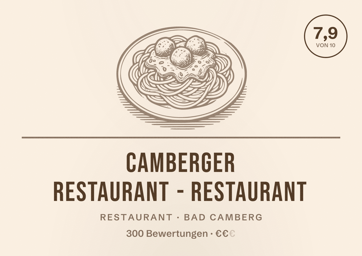 Illustriertes Poster von Camberger Restaurant - Restaurant, Restaurant in Bad Camberg: Bewertung 7,9 von 10 aus 300 Bewertungen, Preisniveau €€