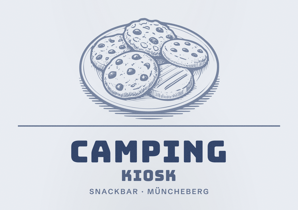 Illustriertes Poster von Camping Kiosk, Snackbar in Müncheberg