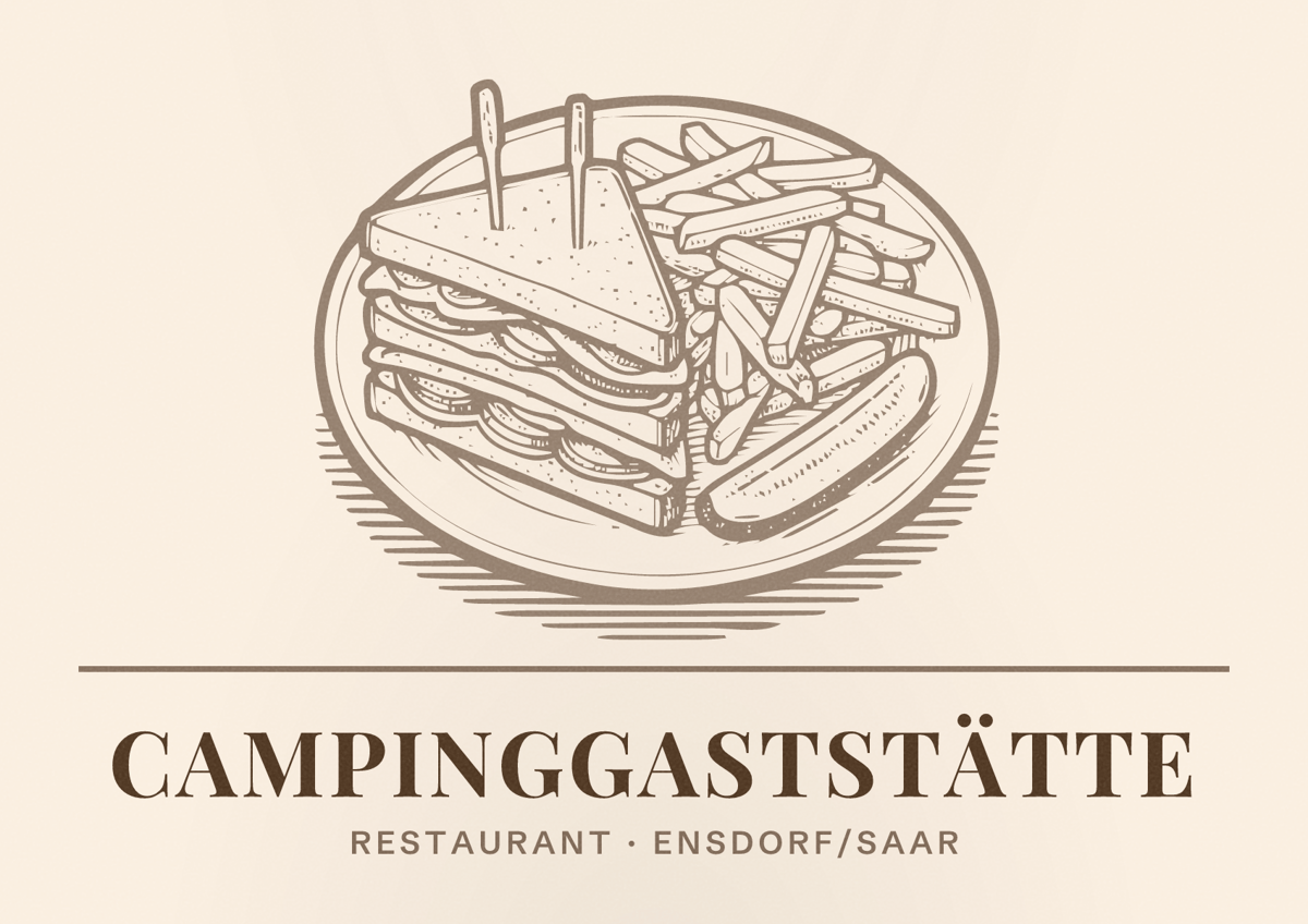 Illustriertes Poster von Campinggaststätte, Restaurant in Ensdorf/Saar