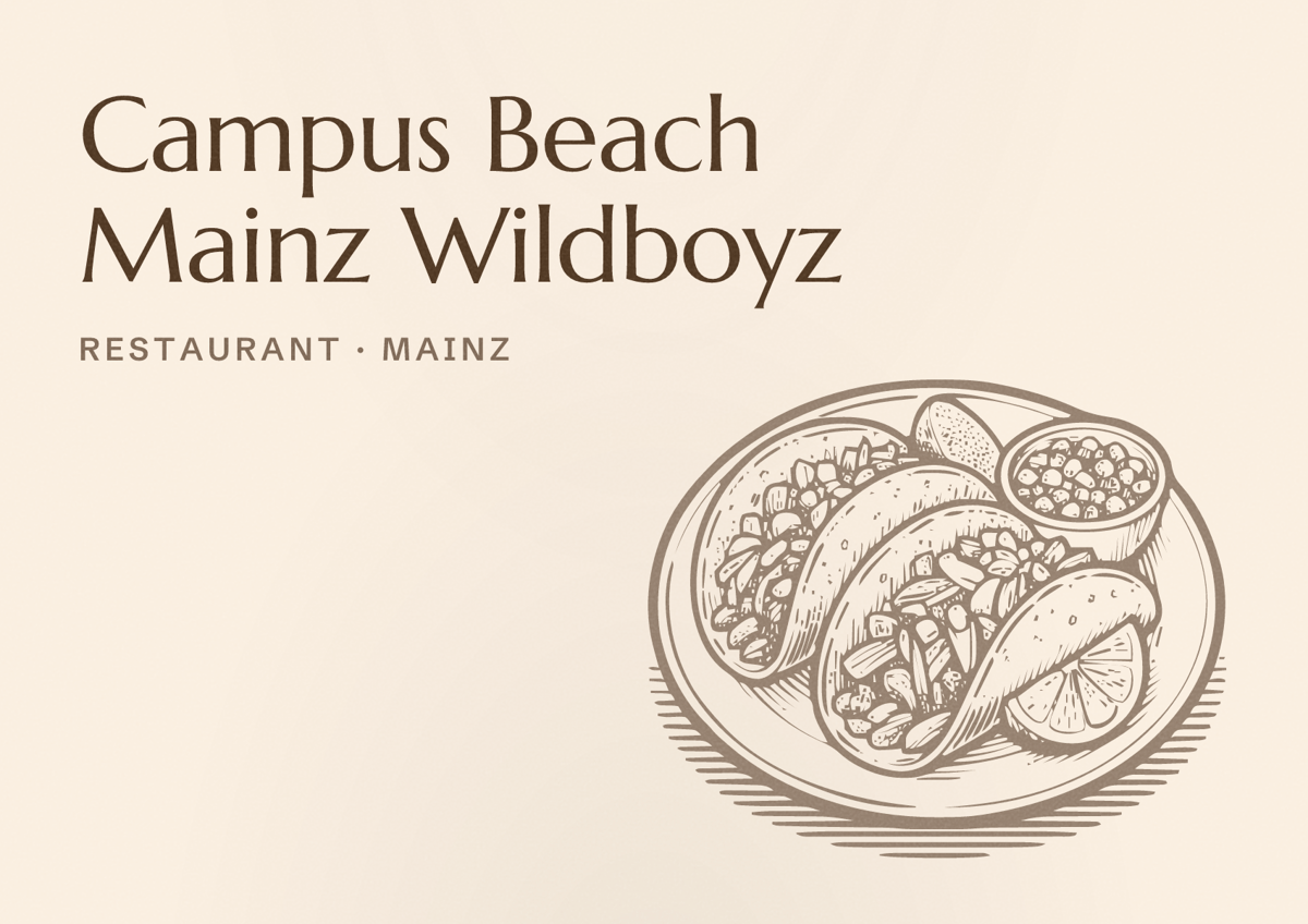 Illustriertes Poster von Campus Beach Mainz Wildboyz, Restaurant in Mainz