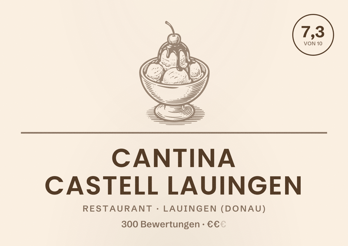 Illustriertes Poster von Cantina Castell Lauingen, Restaurant in Lauingen (Donau): Bewertung 7,3 von 10 aus 300 Bewertungen, Preisniveau €€