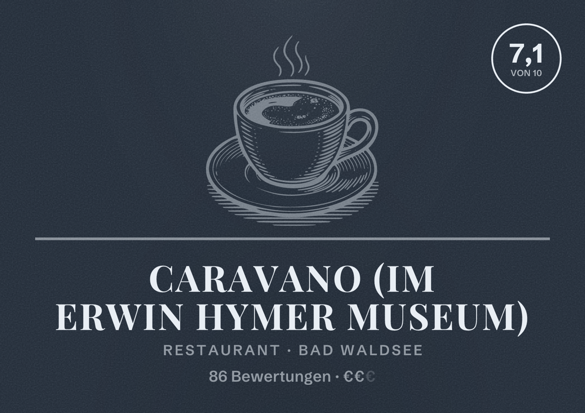 Illustriertes Poster von Caravano (im Erwin Hymer Museum), Restaurant in Bad Waldsee: Bewertung 7,1 von 10 aus 86 Bewertungen, Preisniveau €€