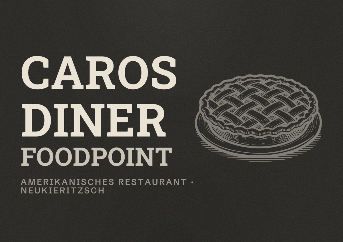 Illustriertes Poster von Caros Diner Foodpoint, Amerikanisches Restaurant in Neukieritzsch