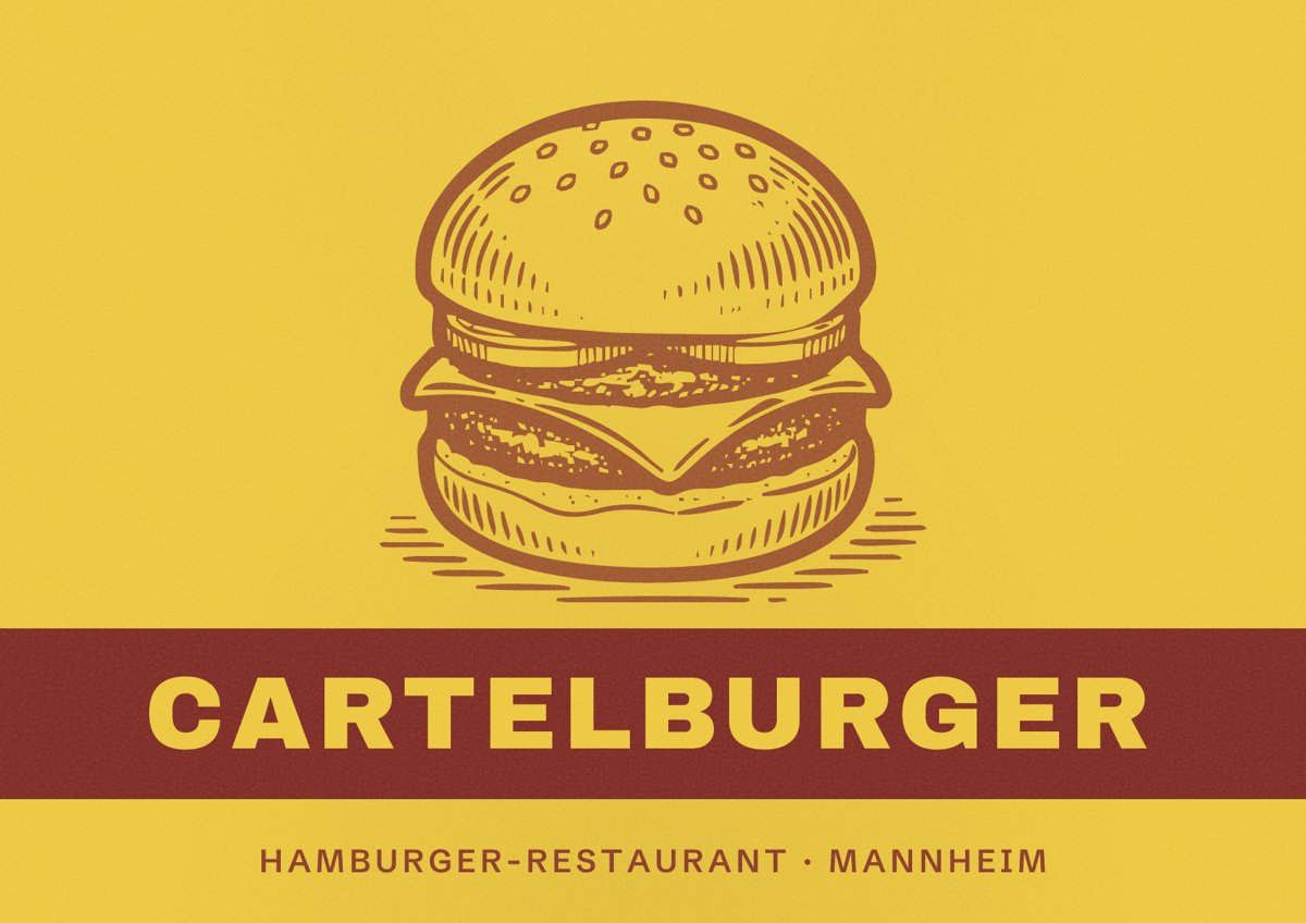 Illustriertes Poster von Cartelburger, Hamburger-Restaurant in Mannheim