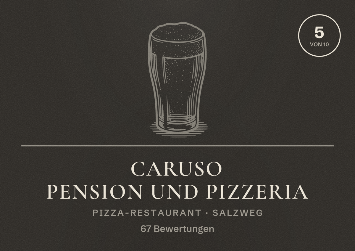 Illustriertes Poster von CARUSO Pension und Pizzeria, Pizza-Restaurant in Salzweg: Bewertung 5 von 10 aus 67 Bewertungen