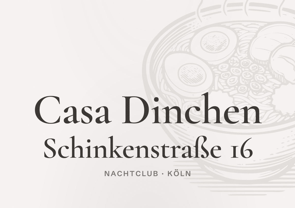 Illustriertes Poster von Casa Dinchen Schinkenstraße 16, Nachtclub in Köln