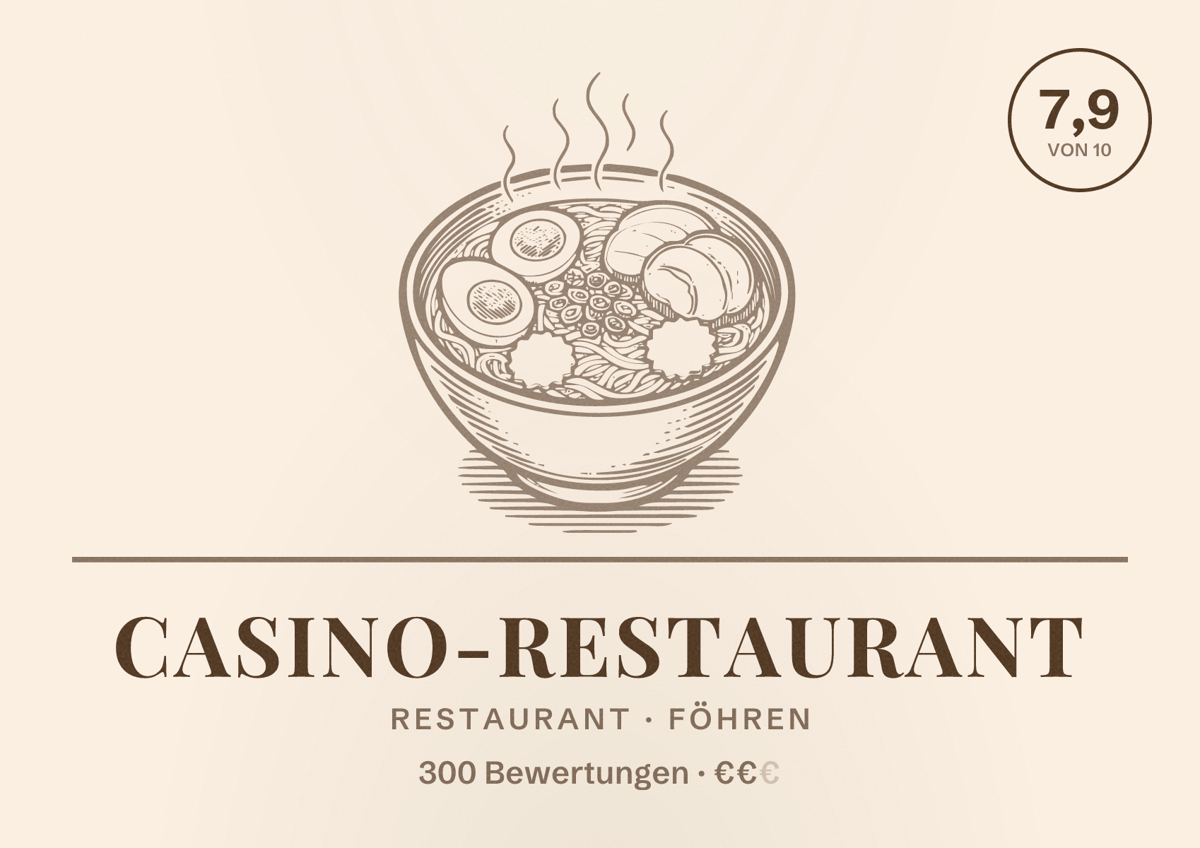 Illustriertes Poster von Casino-Restaurant, Restaurant in Föhren: Bewertung 7,9 von 10 aus 300 Bewertungen, Preisniveau €€