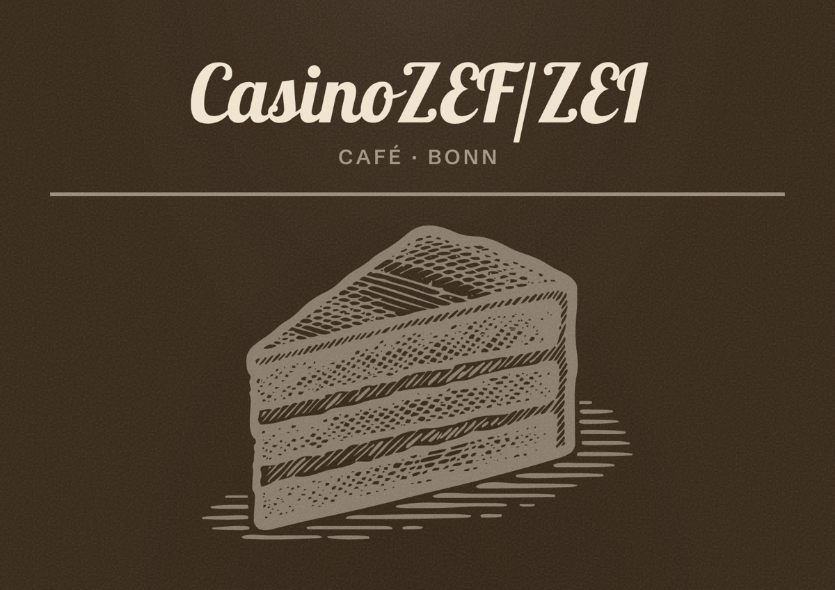Illustriertes Poster von CasinoZEF/ZEI, Café in Bonn