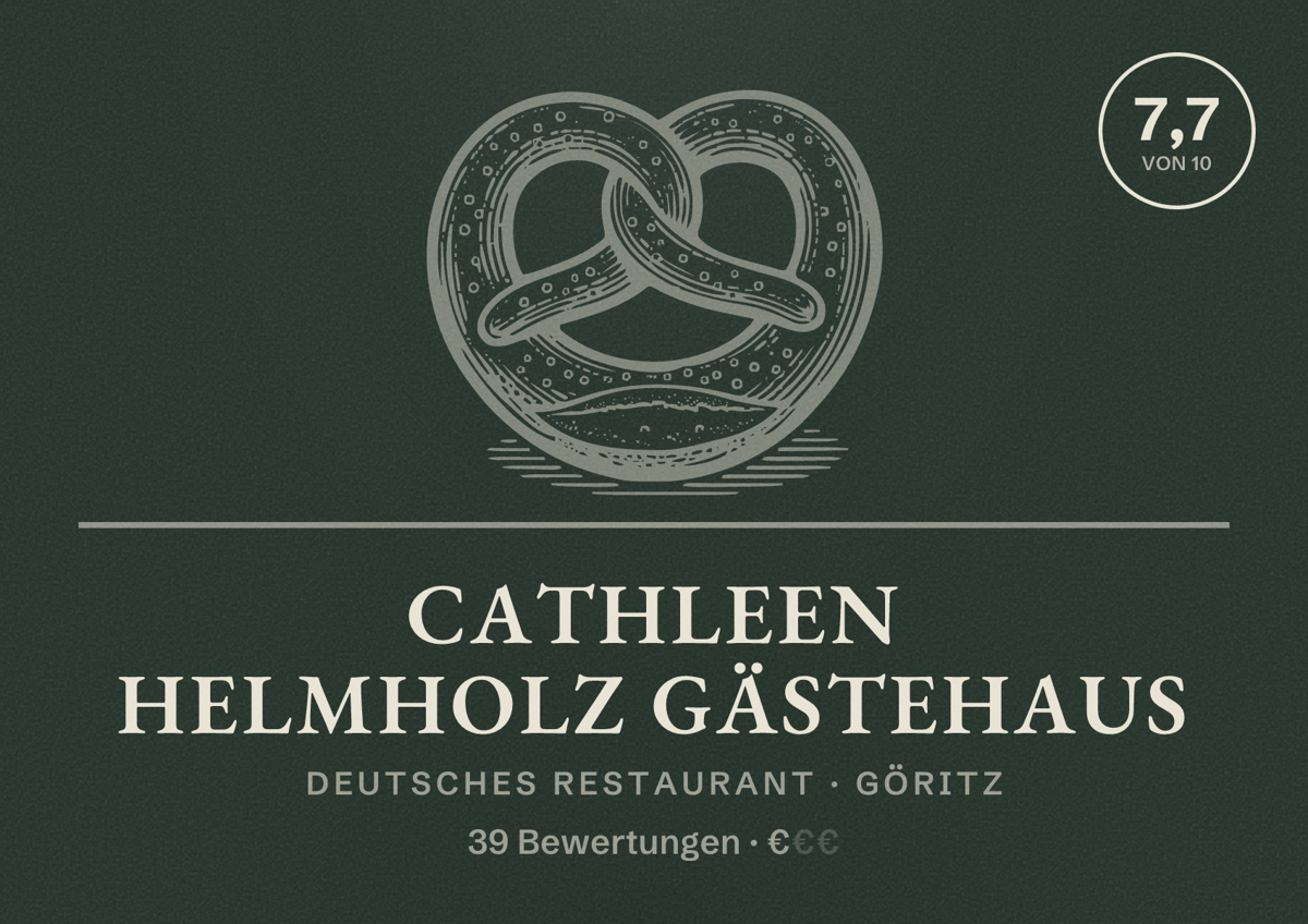 Illustriertes Poster von Cathleen Helmholz Gästehaus, Deutsches Restaurant in Göritz: Bewertung 7,7 von 10 aus 39 Bewertungen, Preisniveau €